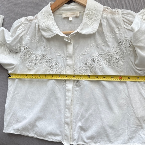 LoveShackFancy White Embroidered Blouse Size S - Picture 7 of 15